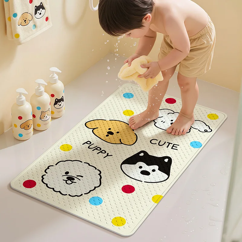

Cartoon Eco-Friendly PVC Bath Mat, Double-Sided Anti-Slip with Massage Particles & Strong Suction Cups, Odorless for Shower