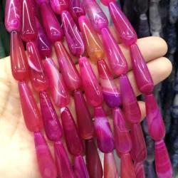 10x30mm Natural Water Drop Fuchsia Stripe Agates Loose Spacer Stone Beads For Jewelry Making Diy Finding Earring Accessories