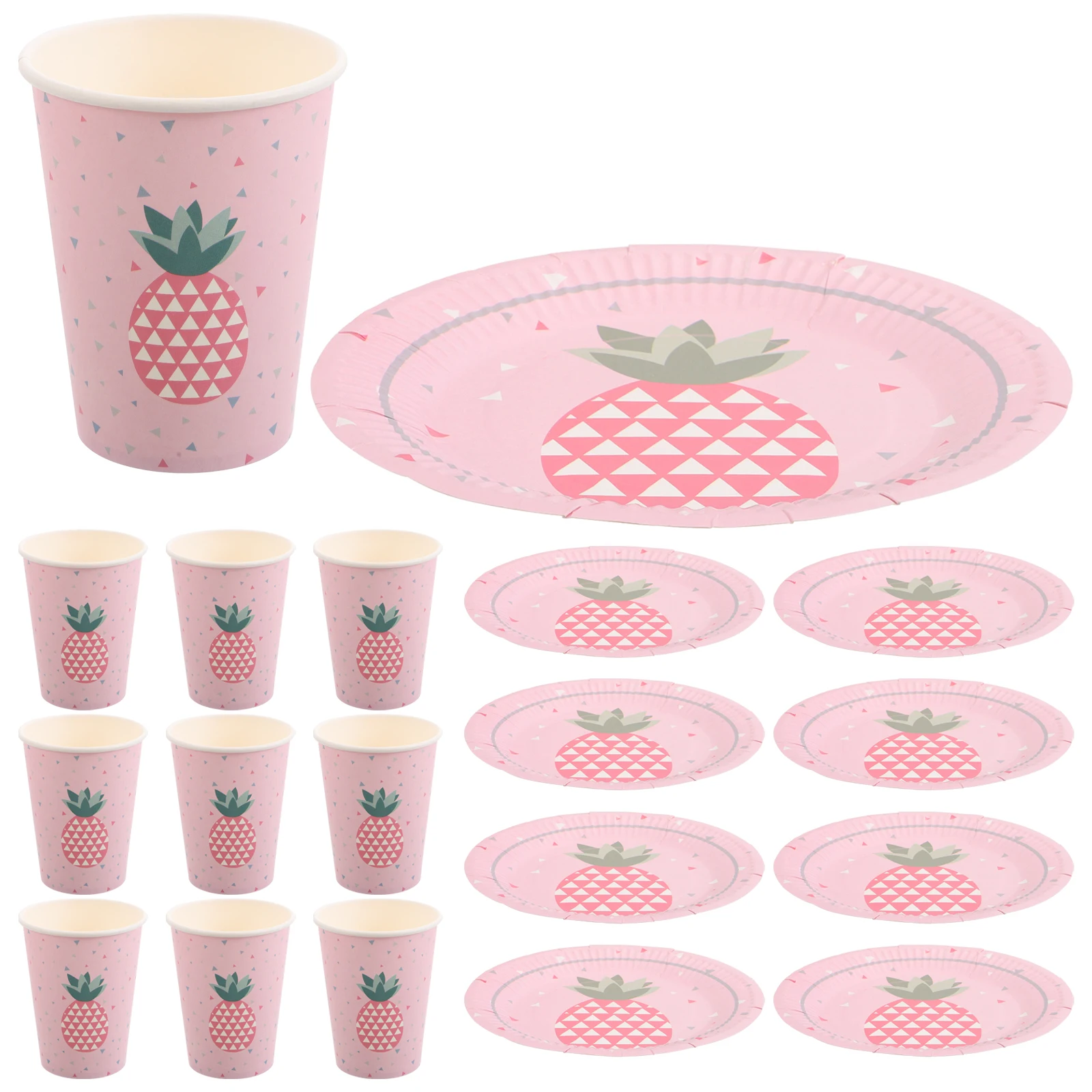 

1 set Party Tableware Plates Cups Birthday Supplies Snack Plate Dessert Cake Luau Decorations Paper Hawaiian