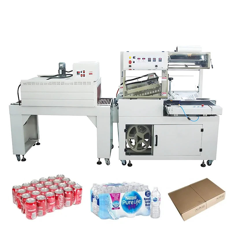 Firm PVC shrink L bar sealing and shrinking machine automatic PE heat shrink wrap film packaging machine for case box bottle