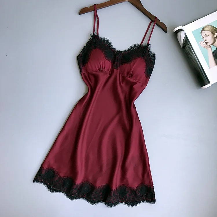 Summer Woman Nightgowns Sexy Lace Camisole Nightdress Lady V-neck Sleeveless Nightwear Female Above Knee Sleepskirt Home Cloth