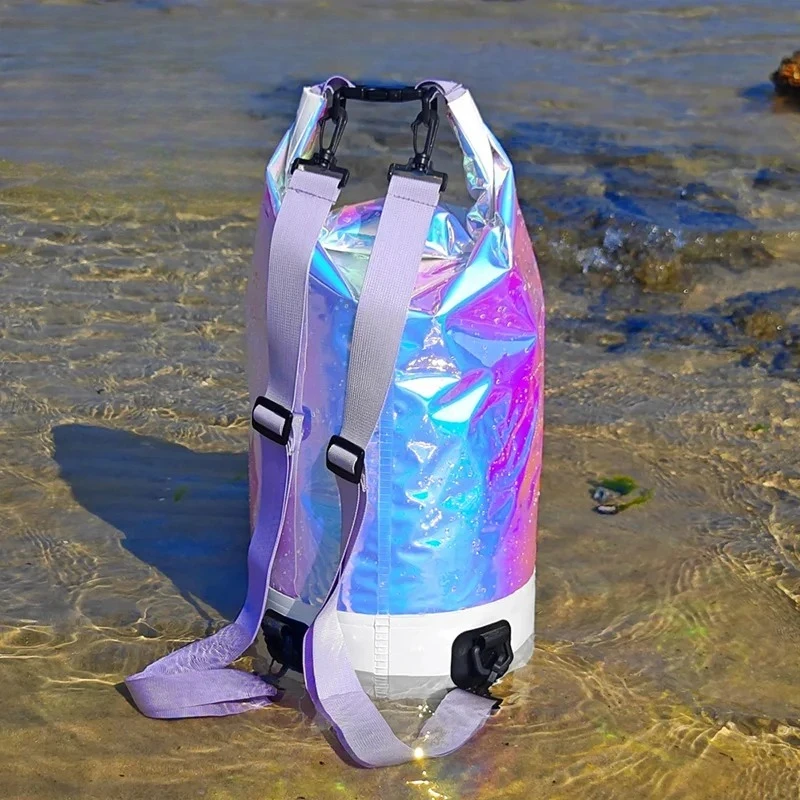 10/20L PVC Dazzle Waterproof Swimming Beach Bag Shoulder Bags Outdoor Sports Drifting Rafting Surfing Fishing Boating Backpack