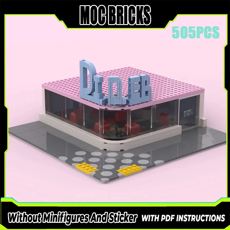 

Moc Building Blocks The Diner Technology Modular Bricks Model Gifts Christmas Toys DIY Sets Assembly