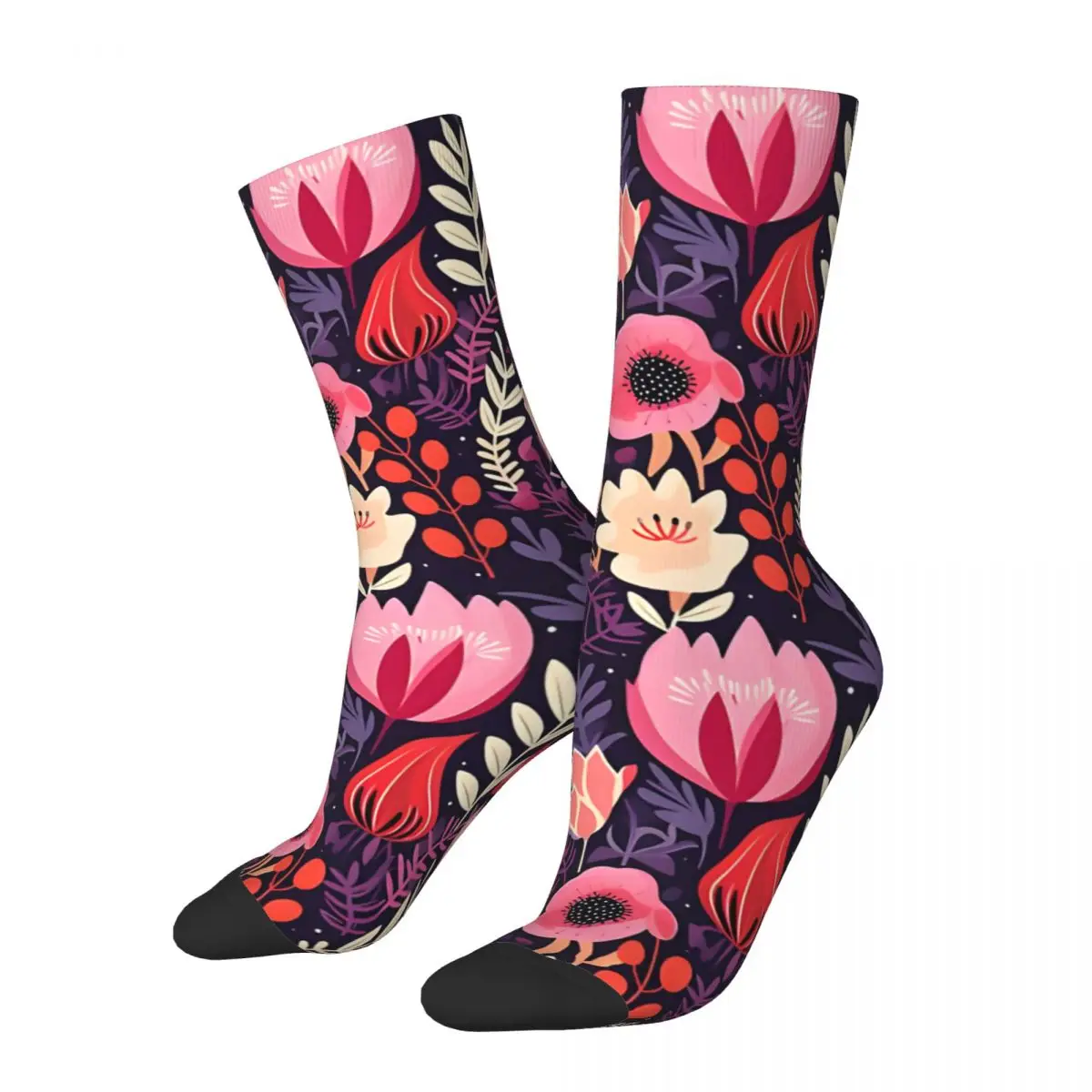 Colorful Flowers, Orchids, Daisy, Tulip And More  Men's Socks Unisex Colorful Flowers Street Style Seamless Novelty Crew Sock