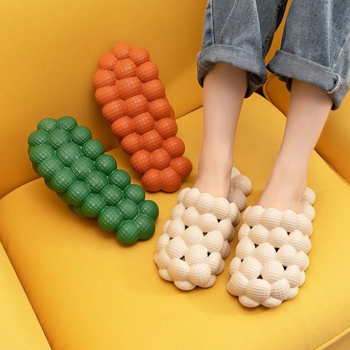 

Massage Bottom EVA Non Slip Indoor Home S Soft Bubble Women Slippers Comfortable Breathable Spring Summer Long Durable Shoe