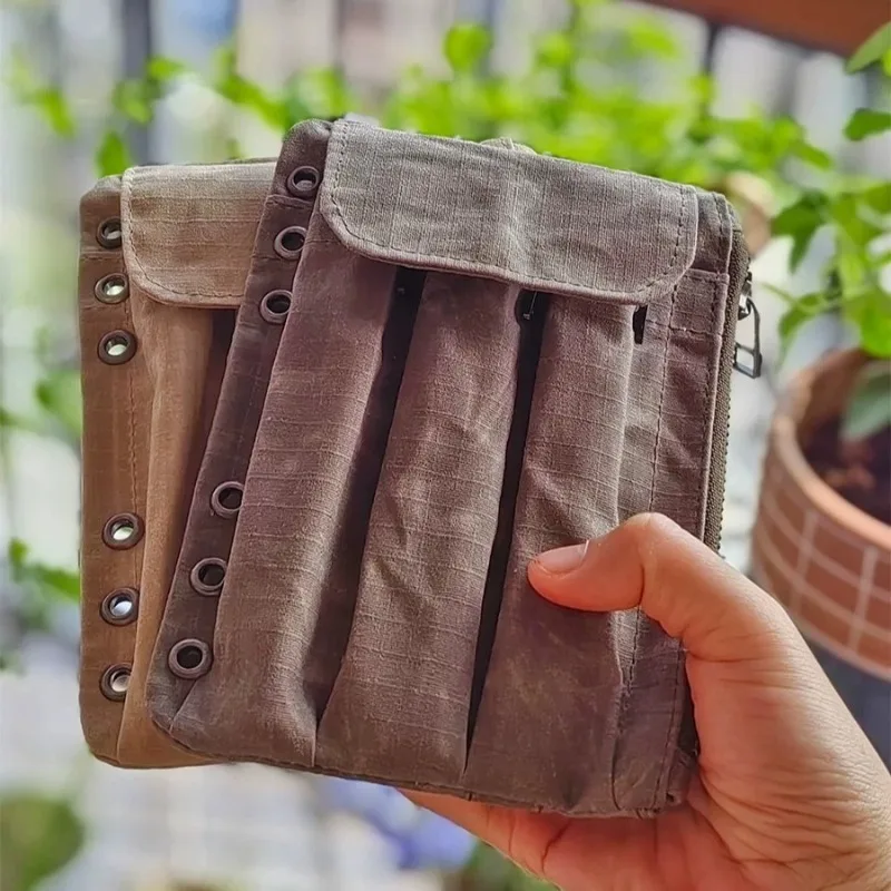 Handmade Retro Style A5/A6/A7 Canvas Loose Leaf Storage Bag Storing Pens Sticky Notes Stickers Tape Change Card Storage Bag