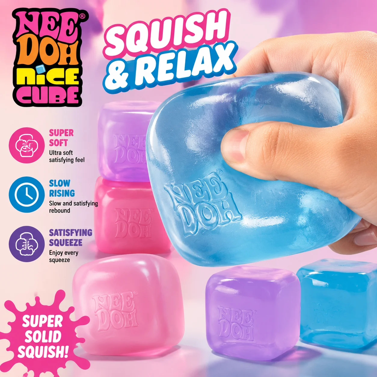 Soft Squishy NeeDoh Jellyfish Cube Fidget Toy Stress Relief Sensory Jelly Squeeze for Kids Adults Nee Doh Trending