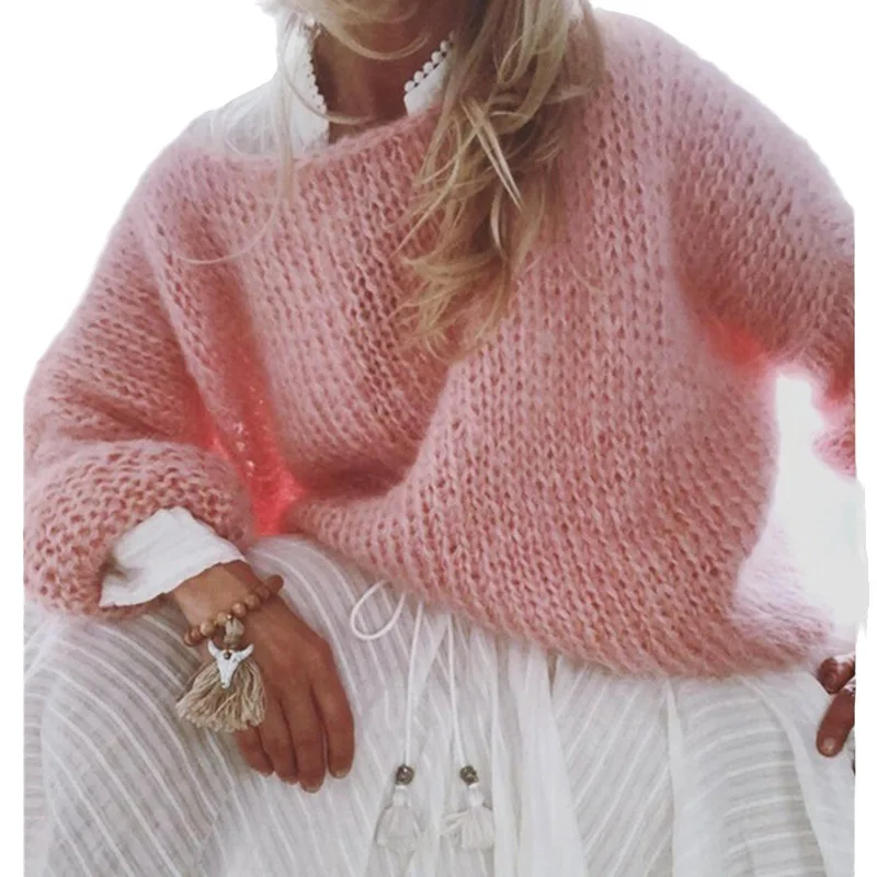 Mohair Sweater for Women, Knitted Top, European and American, Fashionable and Casual, 2021 Autumn and Winter