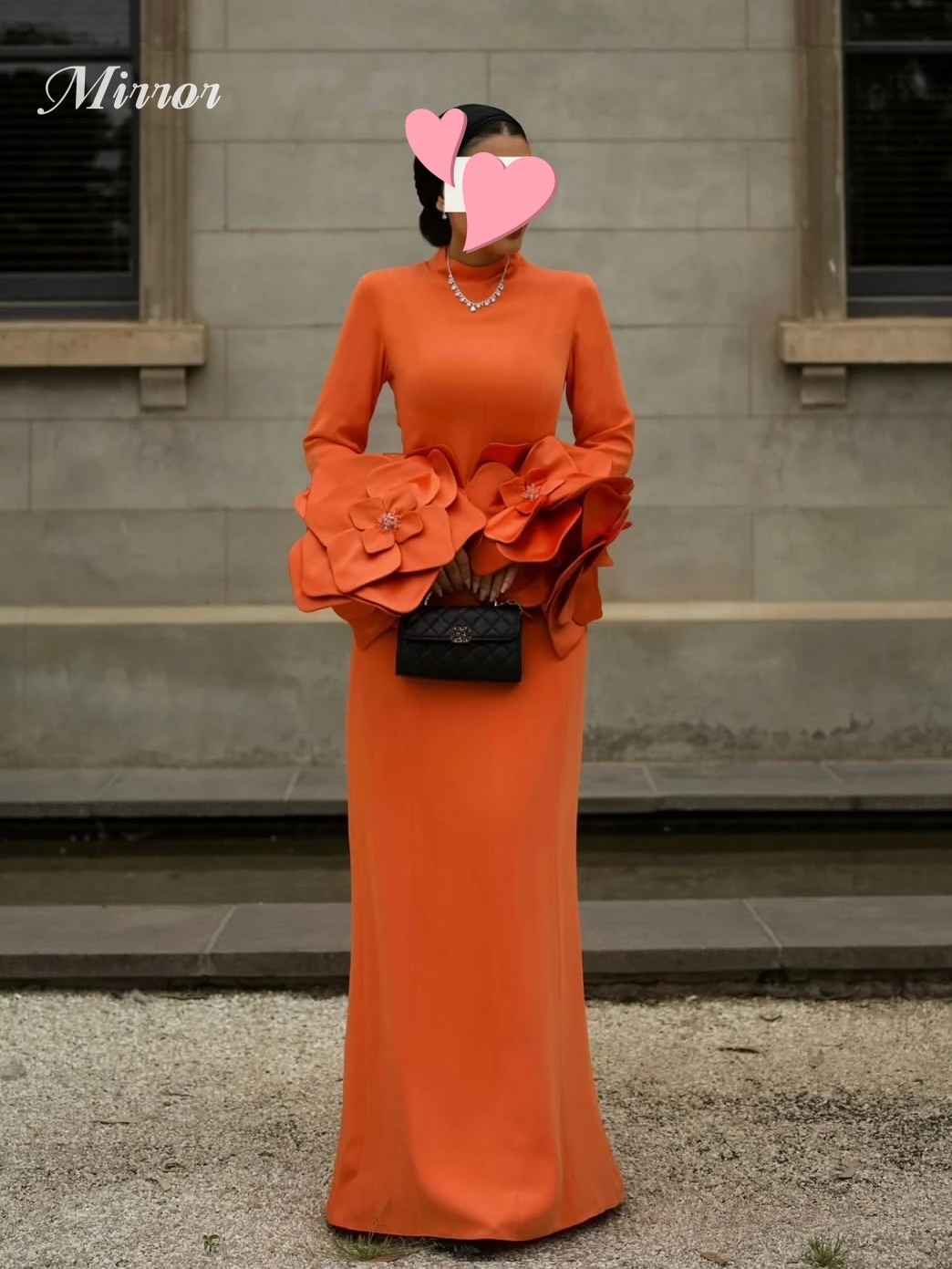 Mirror Dress Elegant Vintage Sweet Orange Flowers Satin Stylish New Customize Formal Occasion Prom Dress Evening Party Gowns