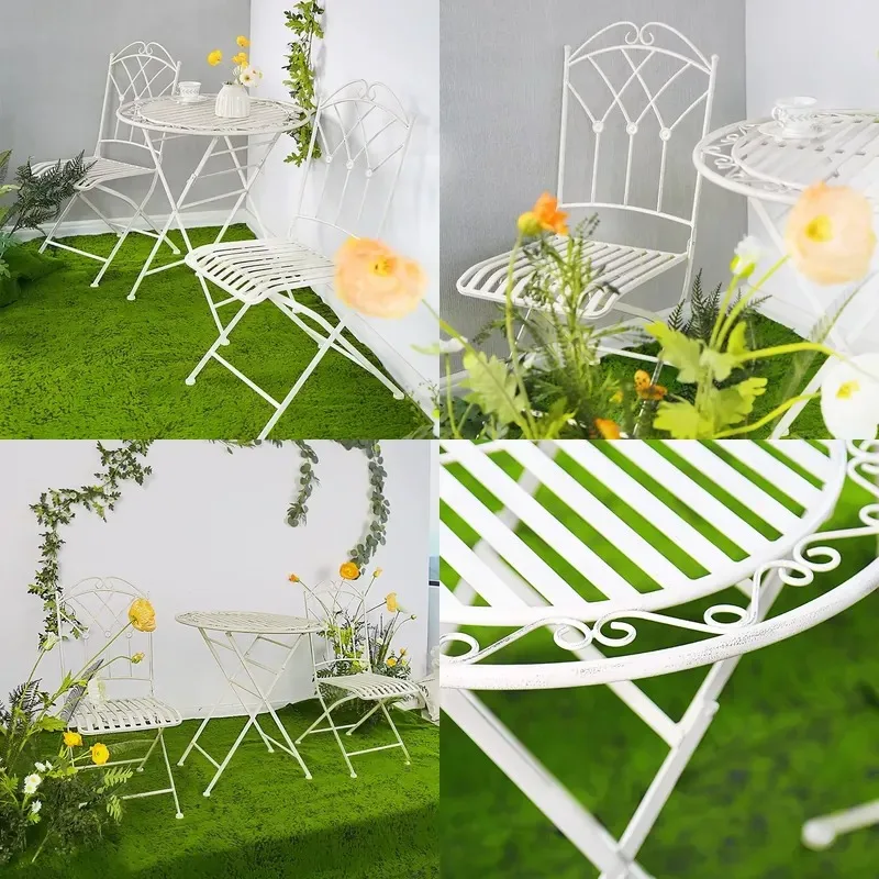 Metal Folding Table and Chair Set for Wedding Party Event Garden Terrace Outdoor Dining Bistro Furniture