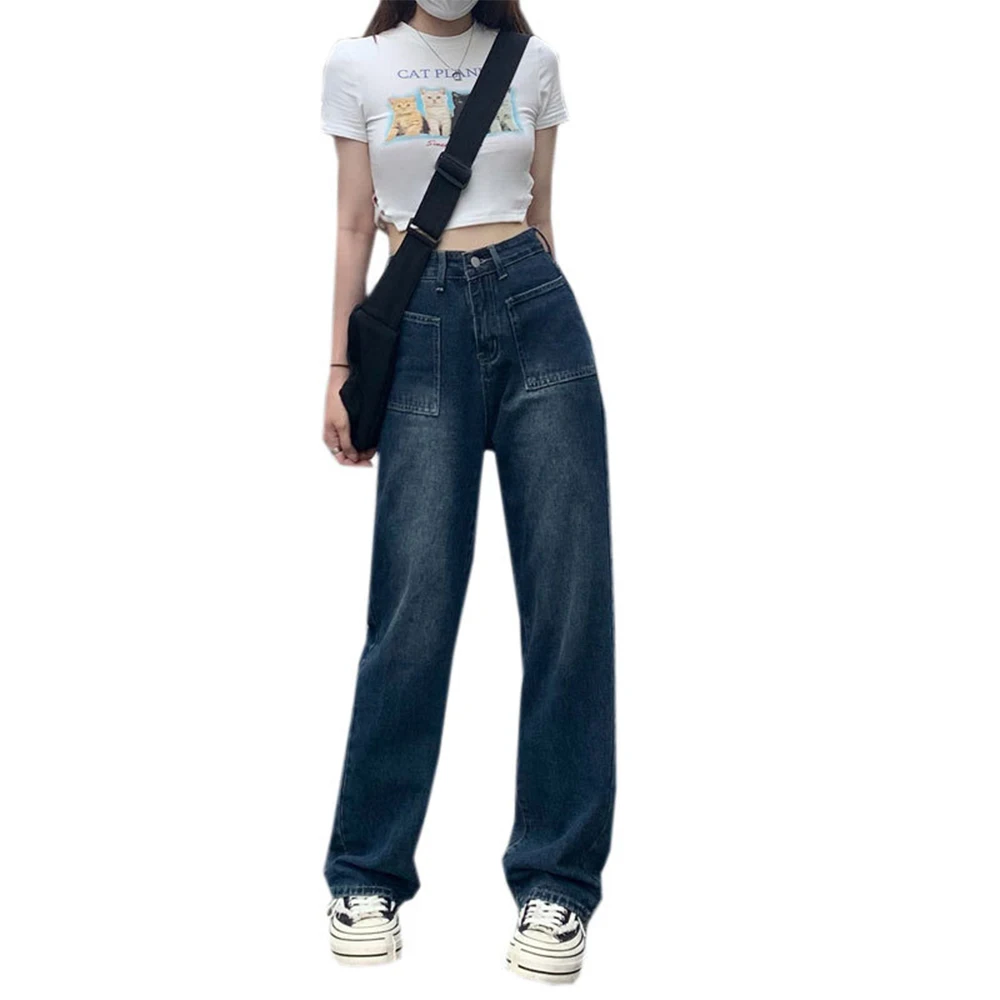 Denim Korean Fashion Vintage Jeans Woman Female Clothing Blue Jeans Women 2023 Streetwear Women's Pants  Clothes High Waist