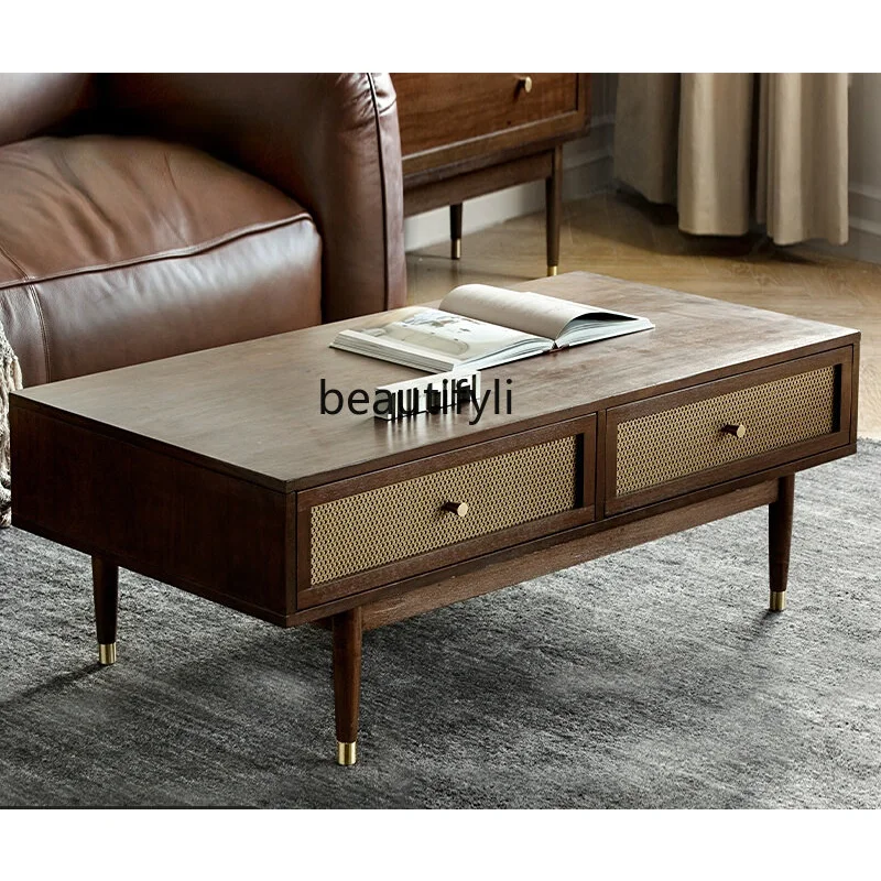 

Solid Wood Coffee Table Small Apartment Living Room Simple Sofa Side Table Corner Table Combination