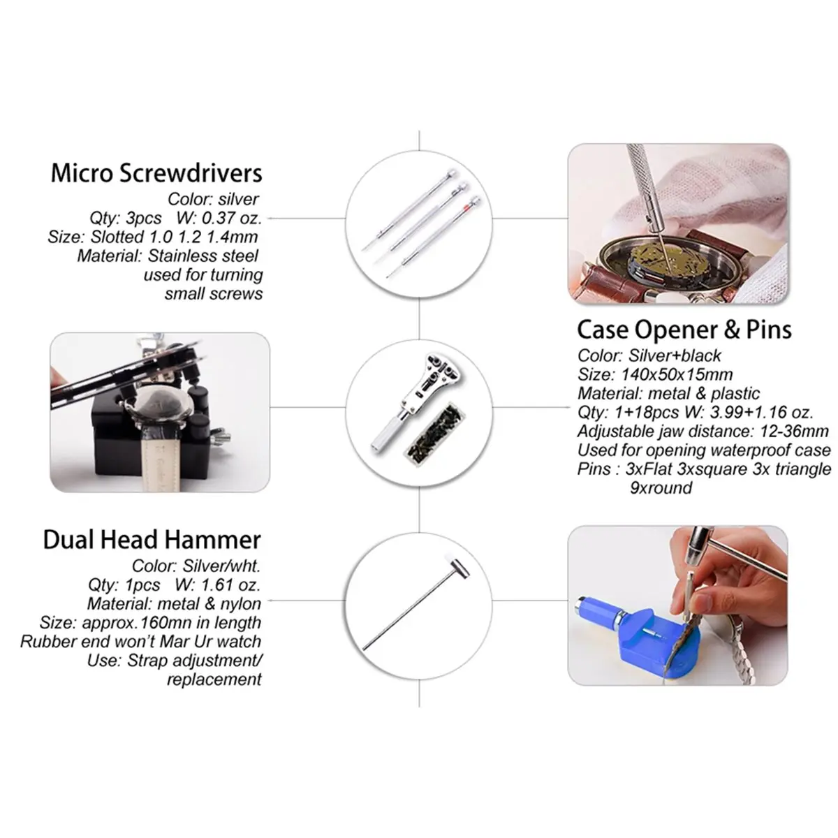 Budget-Friendly-Comprehensive 147-Piece Watch Repair Kit - Ideal for Strap Adjustment, Back Opening & Battery Replacement