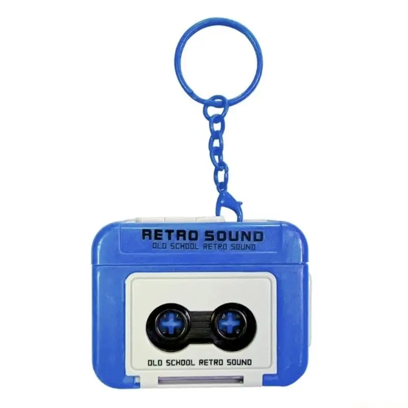 31BF Vintage Tape Recorder Keychain Small Recordable Cassette Recorder Pendant ABS Texture Suitable for Couple Present