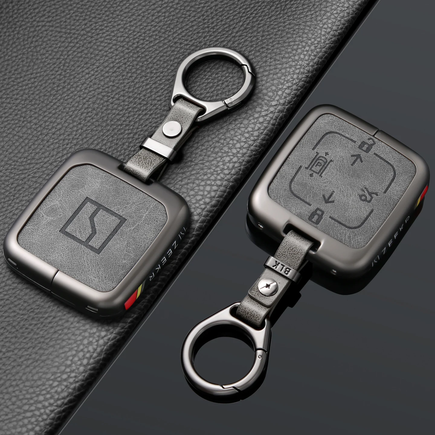 Autozubehör Zinklegierung Leder Schlüsselhülle Halter Kette für ZEEKR Zeekr 7X 2024 2025 Smart Remote Schlüsselschutzhülle – Detail 7