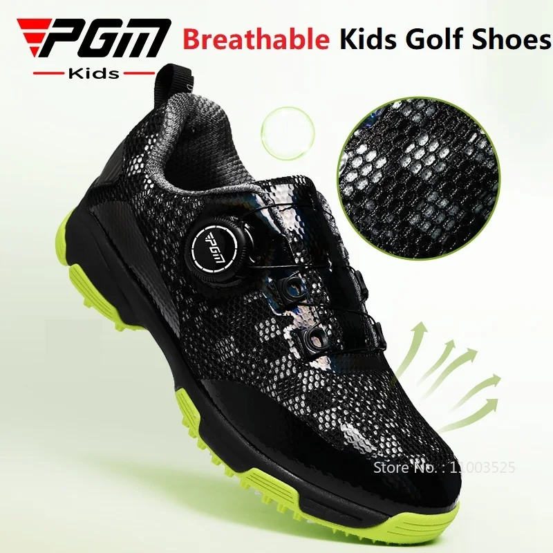 

PGM Children Golf Shoes Knob Shoelaces Anti-slip Sports Shoes Boys and Girls Breathable Mesh Sneakers Lightweight Footwear