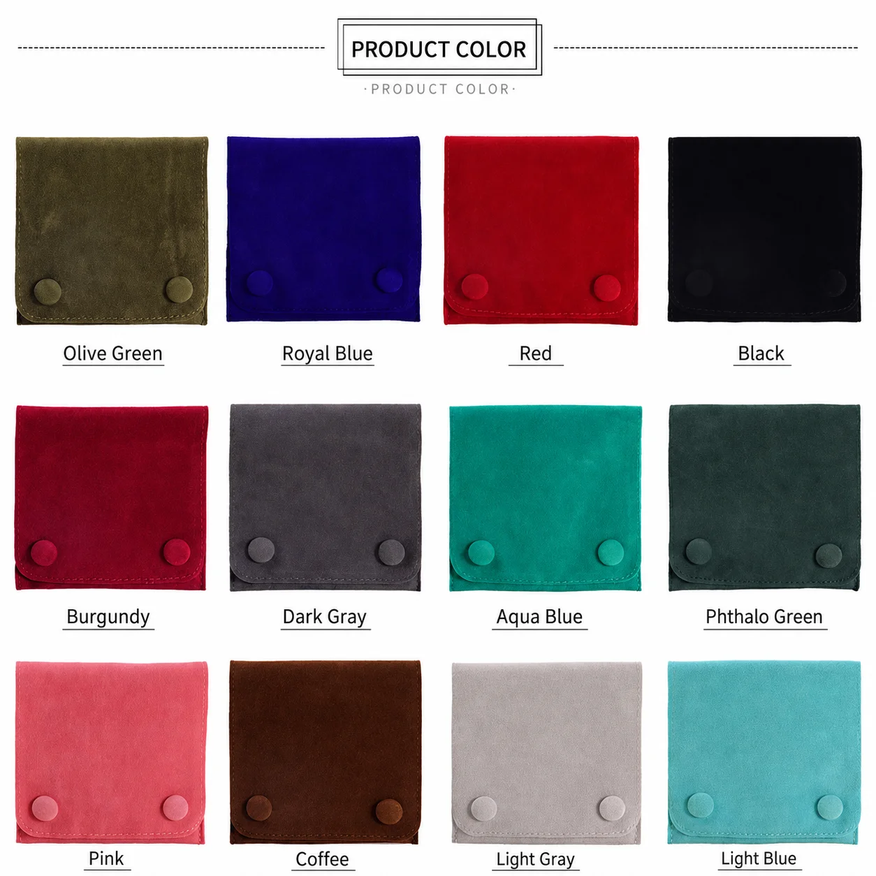 Velvet Jewelry Pouch Lightweight Double Button Pouch Necklace Earring Bracelet Pouch Multicolor Jewel Storage Bag For Gifting