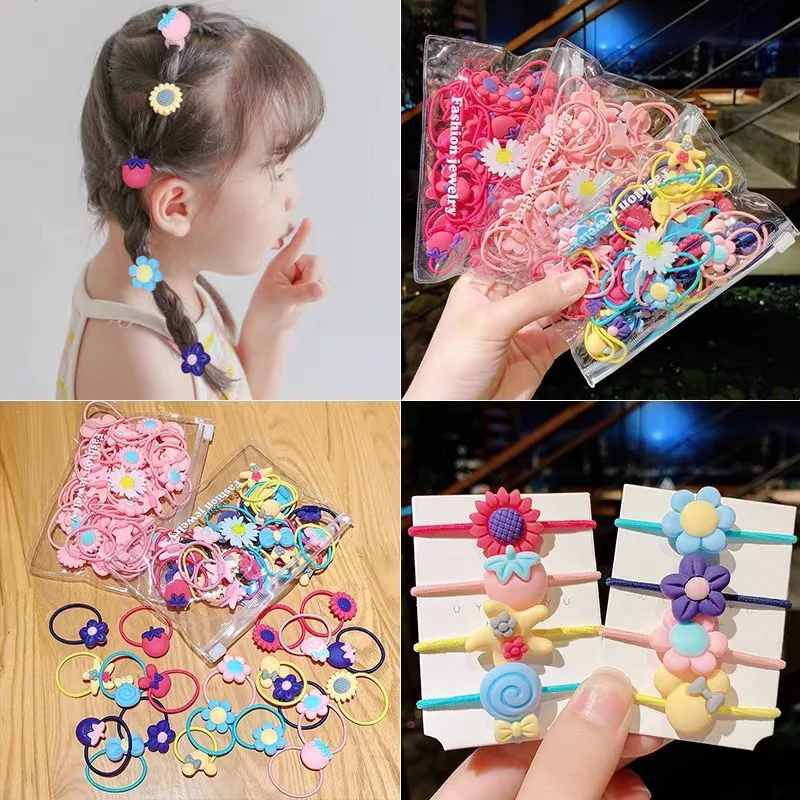 

20pcs/Set Women Girls Cute Cartoon Colorful Nylon Elastic Hair Bands Headband Kids Ponytail Hair Tie Fashion Hair Accessories