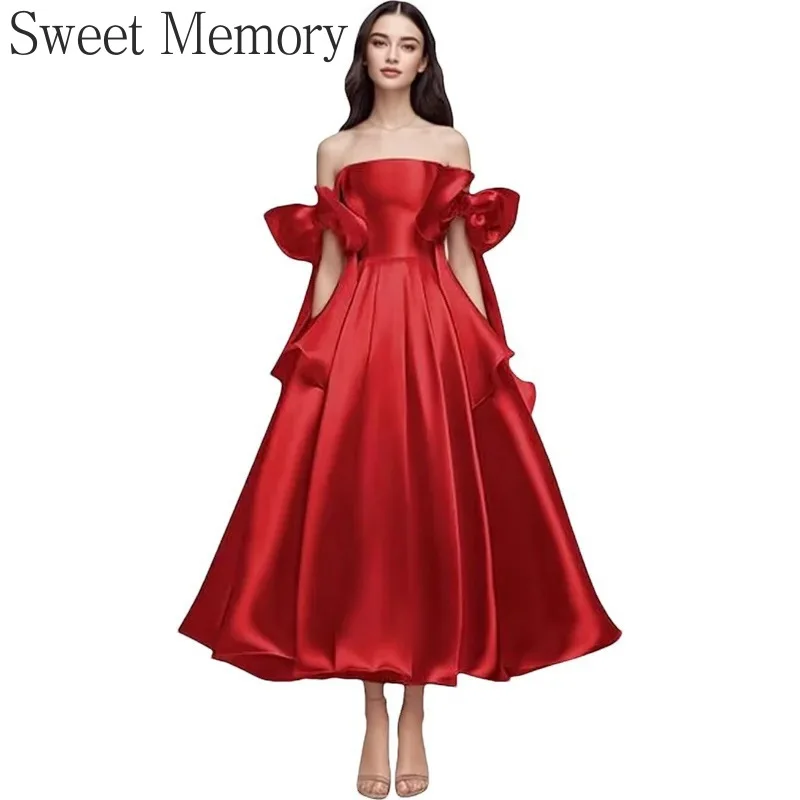 M158 Customized Satin Bridesmaid Dresses Navy White Red White Green Sweet Memory Elegant Women Dress A-Line Wedding Party Dress