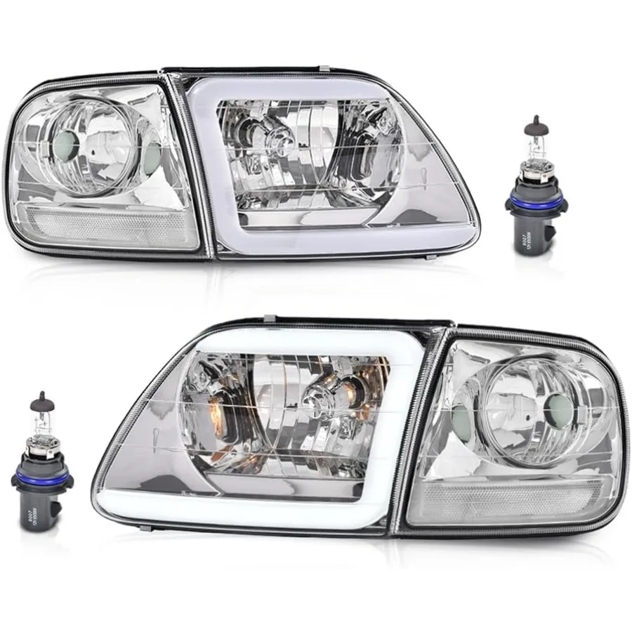 مجموعة مصابيح أمامية LED DRL مع أضواء وقوف السيارات الزاوية لـ 19972003 F150 2004 F150 Heritage 19981999 F250 19972002 Expedition C #1