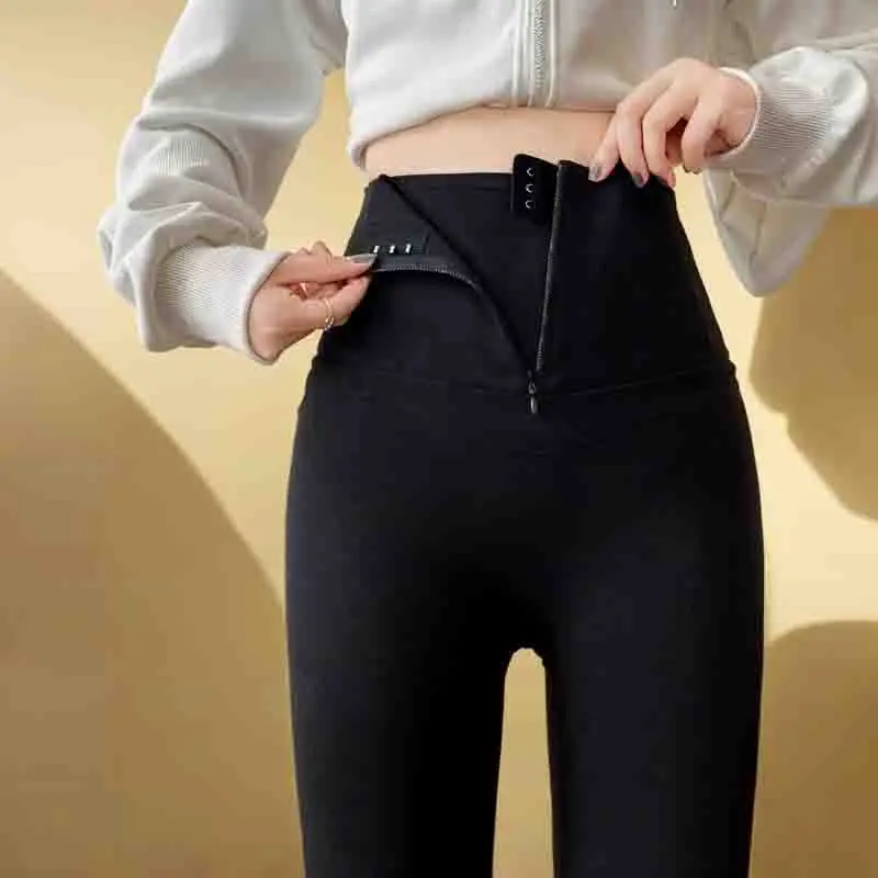 Leggings svasati da donna a metà polpaccio, fluff di carbone, stringati, floccaggio polare, club, abbigliamento nudo, aderente, carino, ricamato, sexy