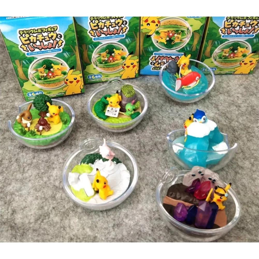 Покемон Аниме Фигурка Покемон Пикачу Покебол ‌ Слепая коробка игрушки микро пейзаж настольный декор фигурка орнамент детский подарок-сюрприз