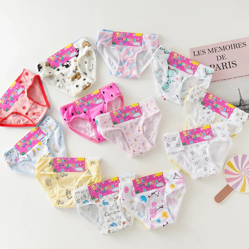 3/6/9/12 Pcs/Lot Cotton Panties Girls Kids Short Briefs Children Underwear Child Cartoon Print Shorts Underpants Lace Panties - Image 2