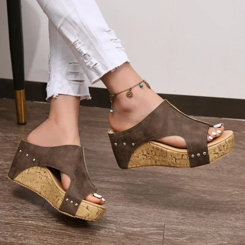 Women Slippers Roman Open Toe Platform Sandals Women Summer Retro Peep Toe Wedges Casual Slippers Slides Women Zapatos De Mujer