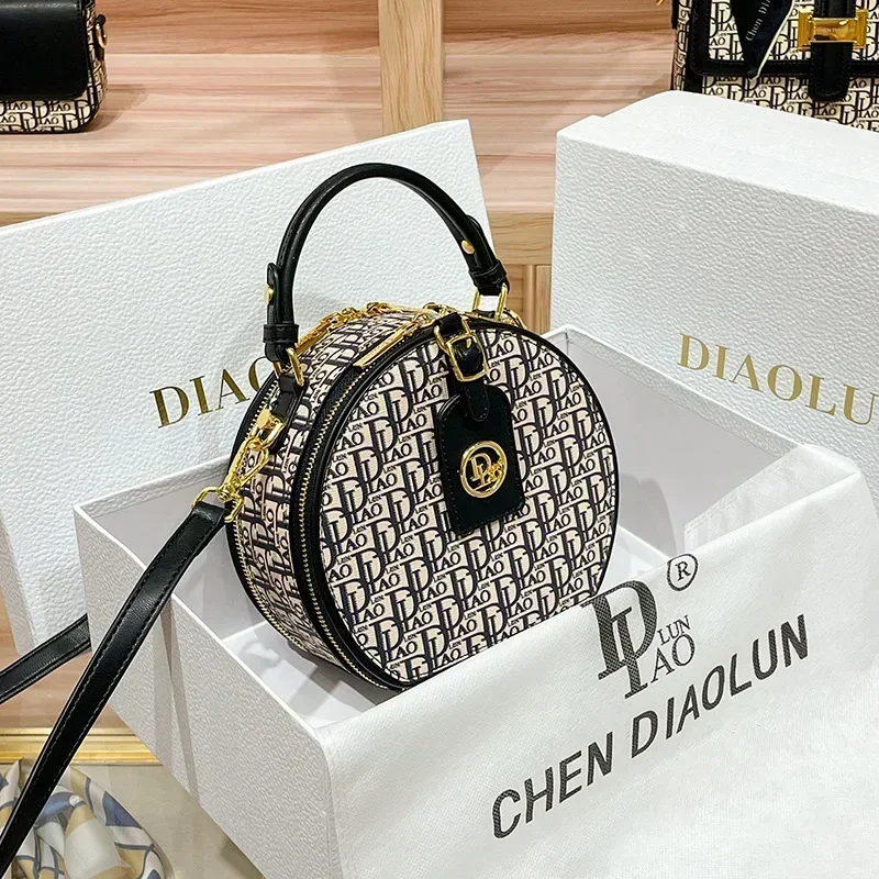 Famous Designer Luxury Brand Embroidered Small Round Bags High Quality Shoulder Messenger Bags Women Purse and Handbags