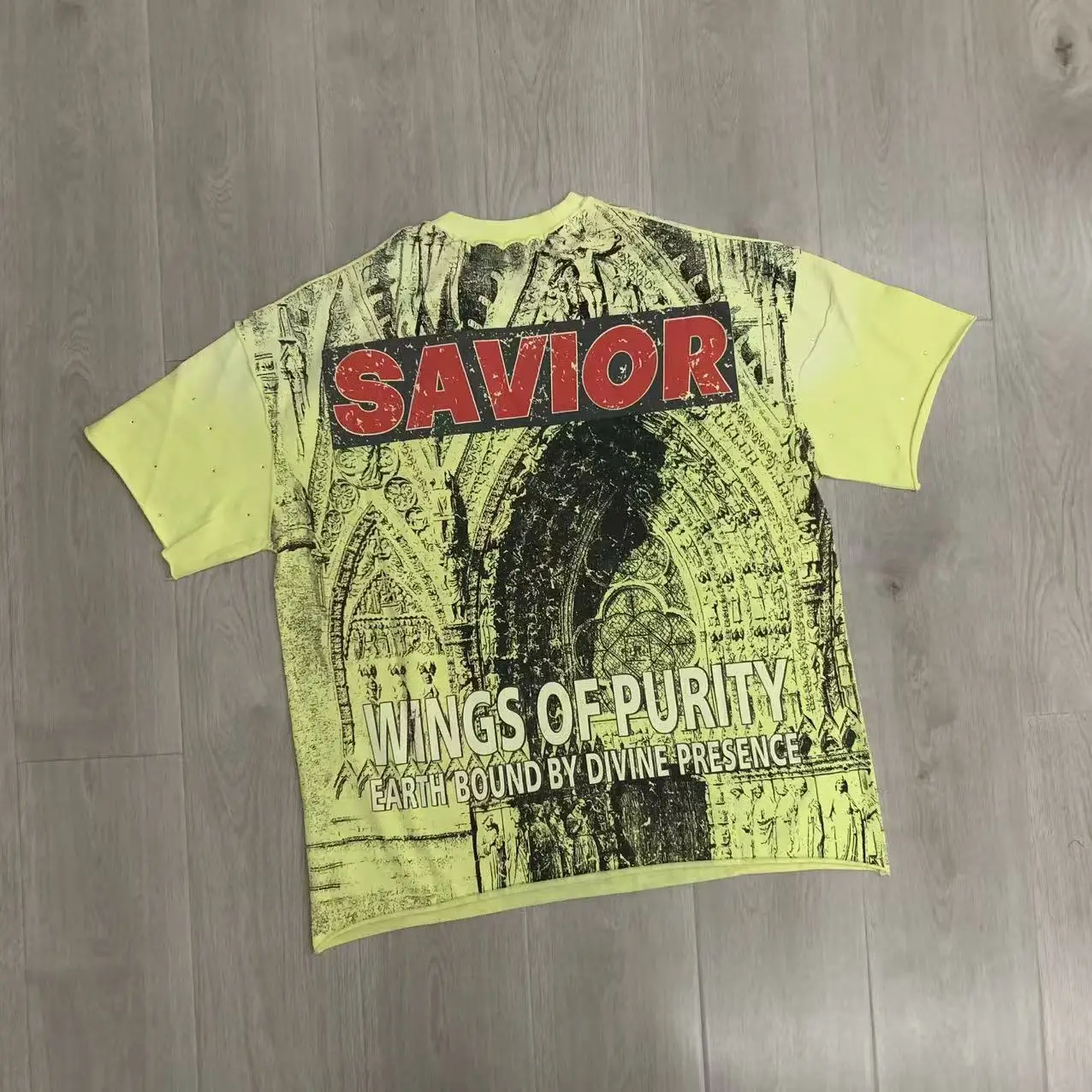 Washed Yellow FIRST ROW Wings of Purity T-Shirt Men Women High Quality Top T Shirt Tee