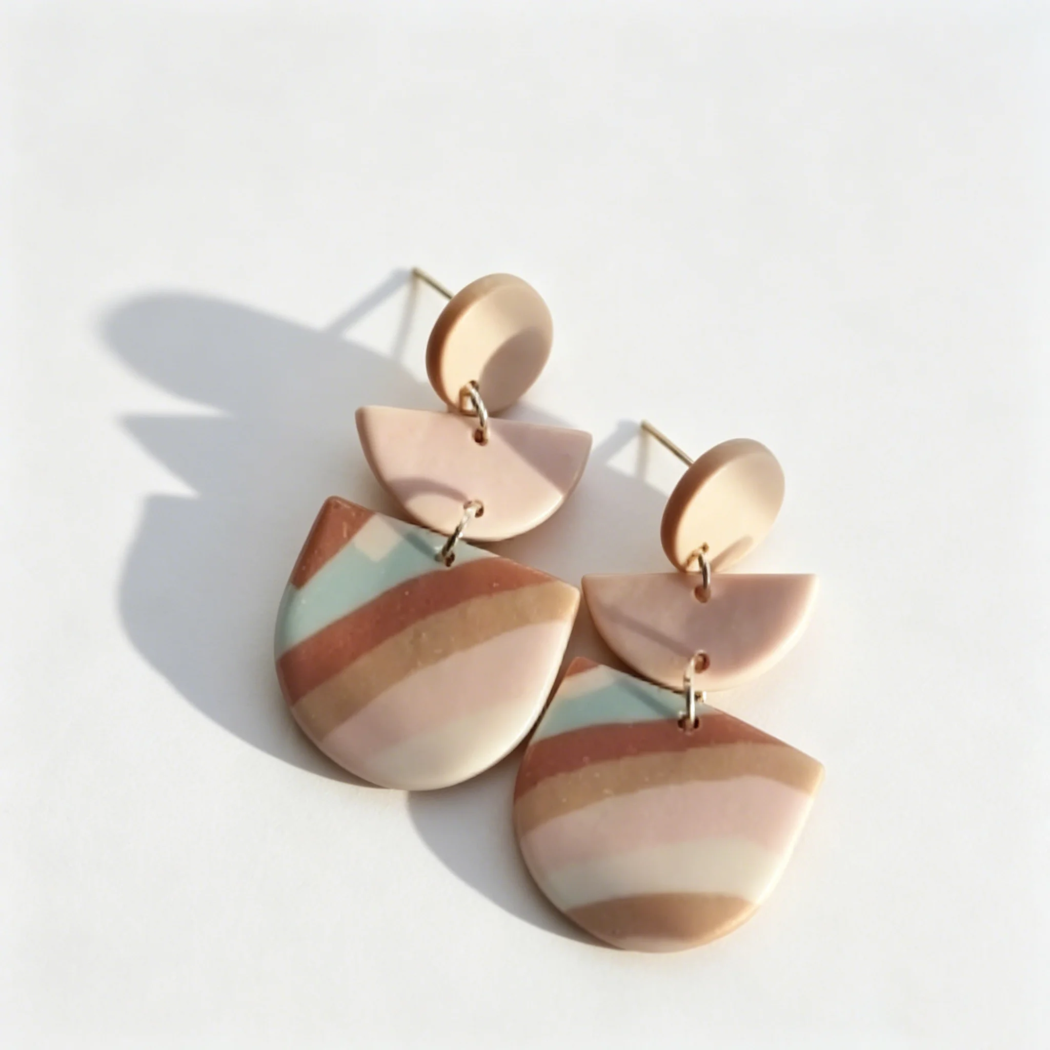 Women\'s Matte Look Lightweight Boho Statement Polymer Clay Geometric Dangle Earrings Swirl Arch round For Summer Beach Holiday