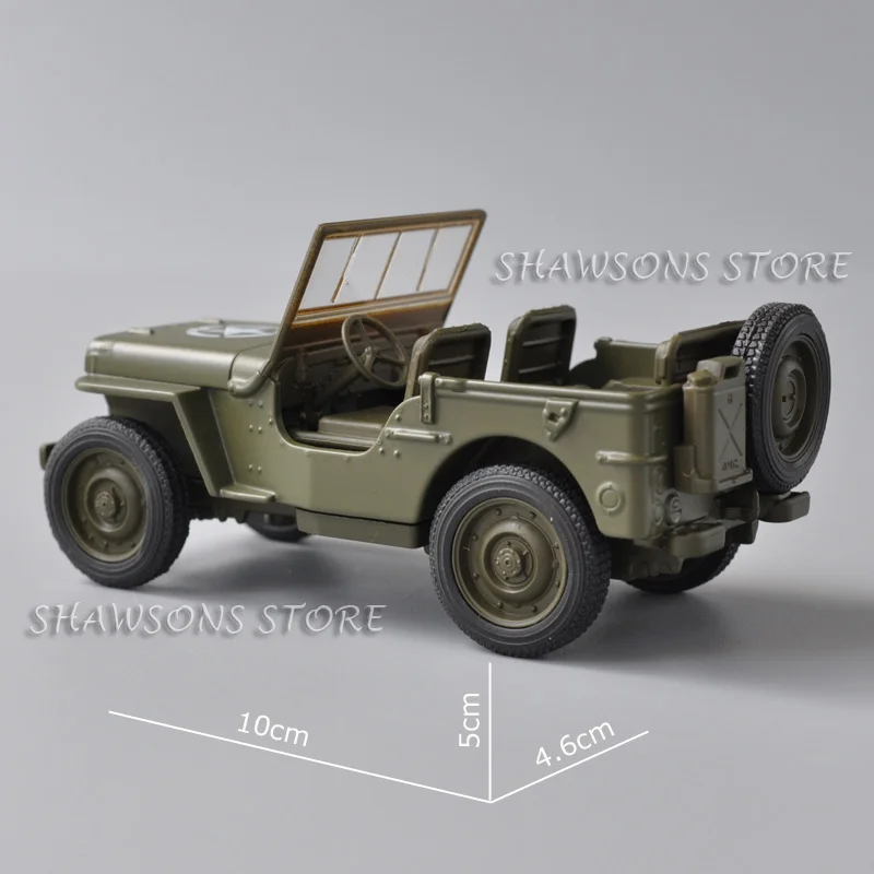 1:36 Scale Diecast Model Car Toy Military Tactical Vehicle Willys MB Pull Back Miniature Replica