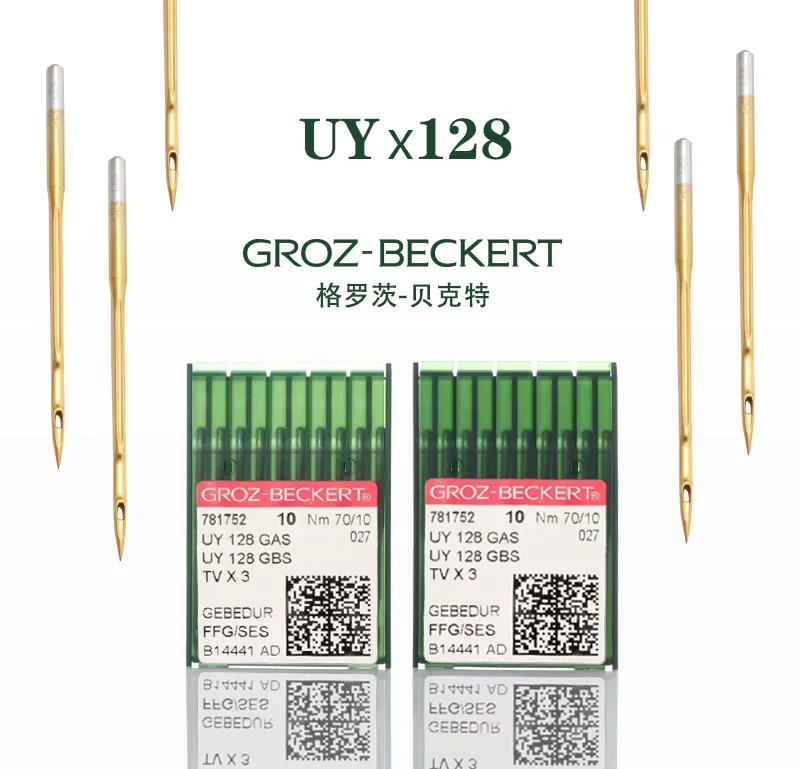 GROZ BECKERT 100PCS UY128 Titanium Gold Double Needle Sewing Machine Needles Button Hole Machine Needle Knotting Machine Needles