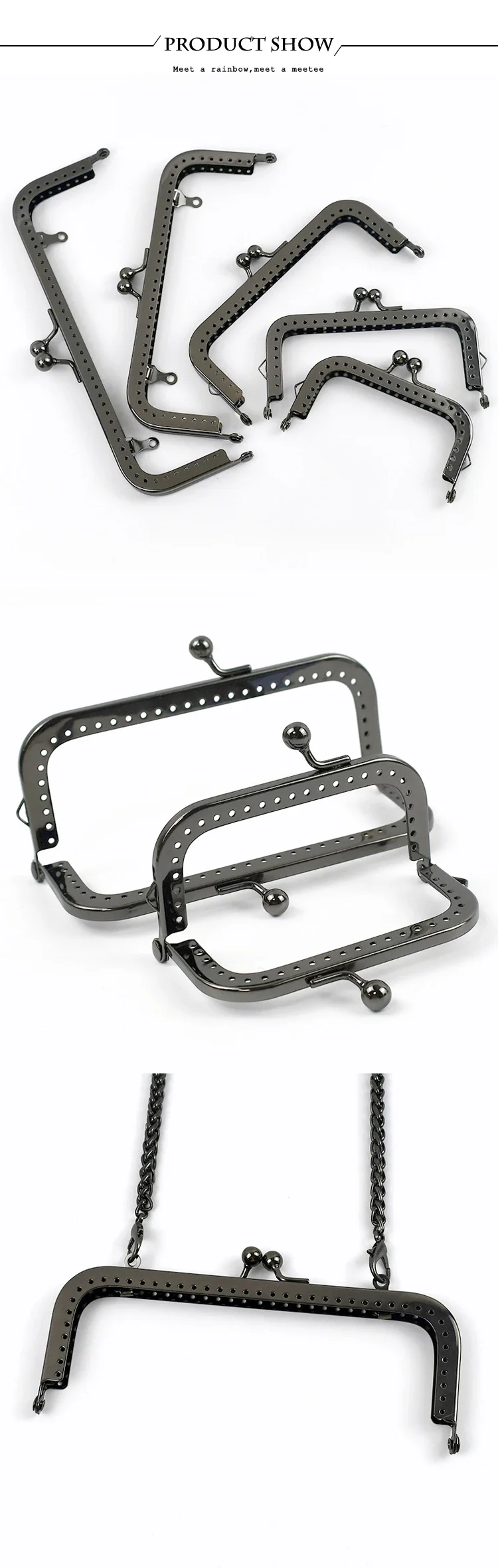 1-5Pcs 8.5-18.5cm Vintage Pattern Purse Frame Women Bags Handle Metal Square Kiss Clasp Lock Sewing Brackets Accessories