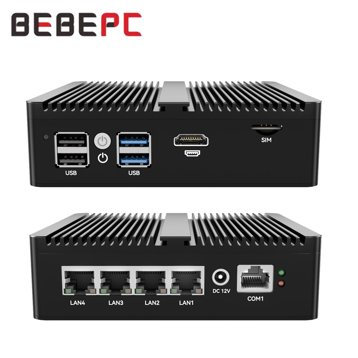 BEBEPC Fanless Mini PC with N5105 2xDDR4 M.2 NVME Support WiFi Linux Computer for Industrial with 4xi225AT 2xUSB3.0 2xUSB2.0