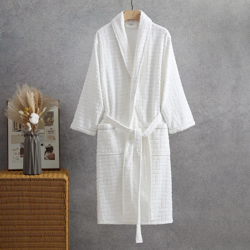 

100% Cotton Terry Kimono Bathrobe Gown Autumn Winter Couple Robe Sleepwear Loose Casual Home Dress Loungewear Towel Pajama