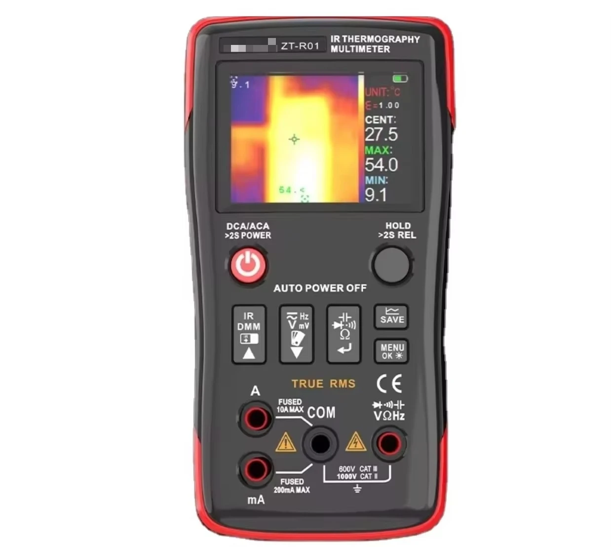 ZT-R01 Portable HD Infrared Thermal Imager Auto Range Digital 2-in-1 Push-button Multimeter High Voltage Electricians