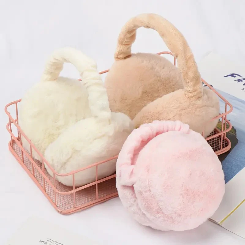1-4pcs Fashion Autumn Winter Earmuffs Women Ear Warmer Plush Solid Color Adjustable Foldable Ear Muffs Earmuffs Fluffy Earmuffs