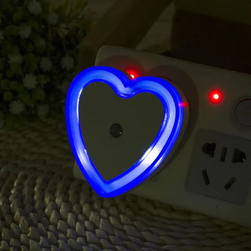 LED Mini Night Light EU/US Plug Light Sensor Heart Shape Nights Lamp For Kid\'s Room Bedroom Bedside Aisle Corridor 110V 240V