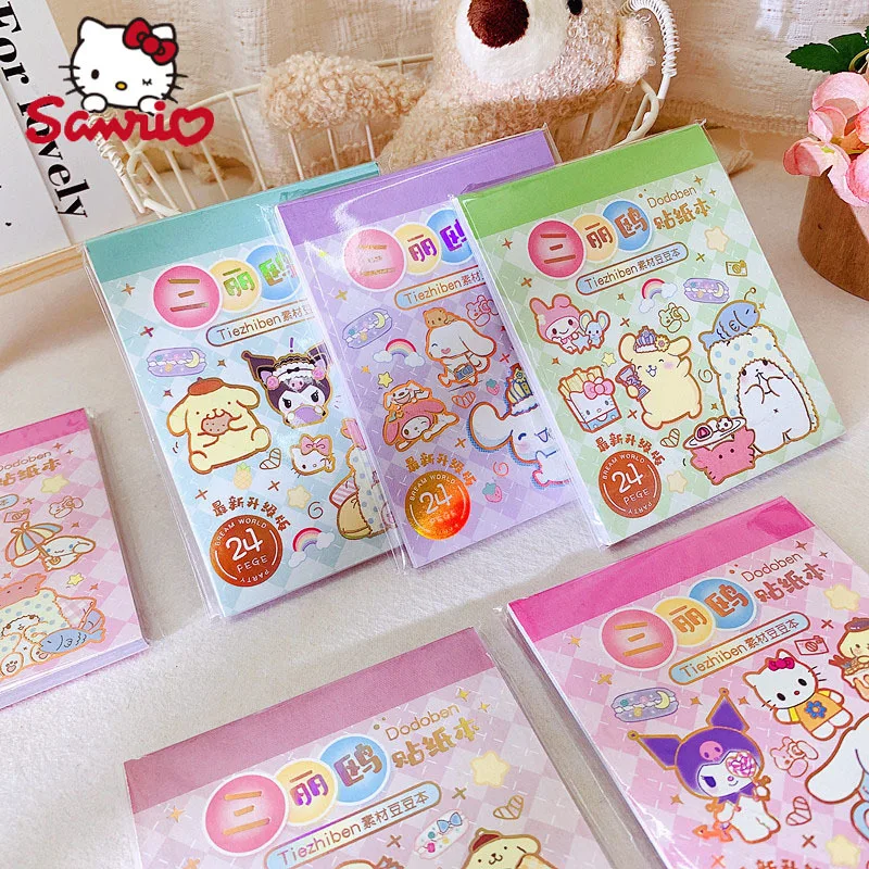 Sanrio 20pcs Stationery Sticker Kawaii Children'S Cartoon Material Peas Sticker This Mini Notebook Diy Stickers Japanese Gift