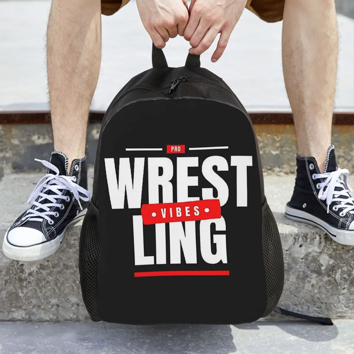

Pro Wrestling Vibes Backpack Daypack Large Capacity Children BookBag School Bag Shoulder Bags for Men Women