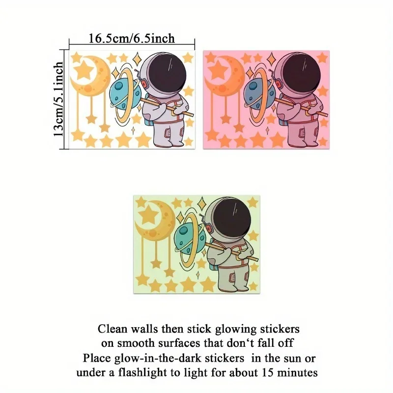 1 Piece Glow-in-the-Dark Space-Themed Decal Featuring Astronaut Orbiting Celestial Bodies Ideal for Walls Ceilings Furniture Bed