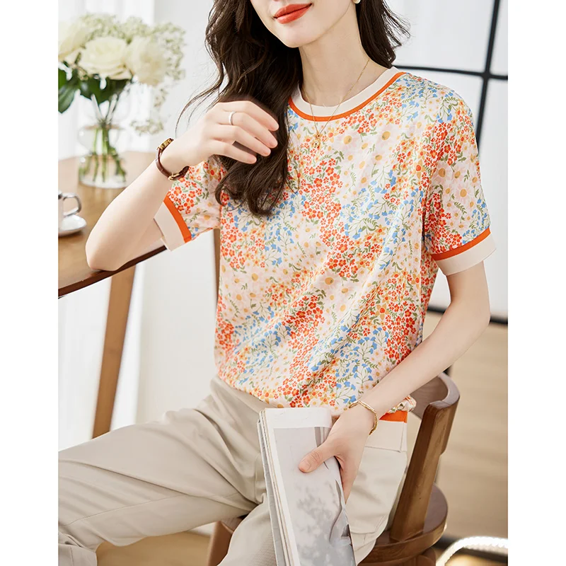 Trendy printing short Sleeve T-shirts for ladies Fashion women Tees 2024 Spring Summer T-shirts Casual Tops