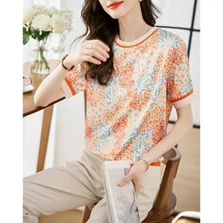 Trendy printing short Sleeve T-shirts for ladies Fashion women Tees 2024 Spring Summer T-shirts Casual Tops