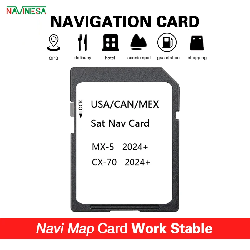 

2024 GPS Navigation Accessories New Maps USA / Canada / Mexico Connect 1 System Sat Nav SD Card for Mazda CX70 MX5 Vehicle