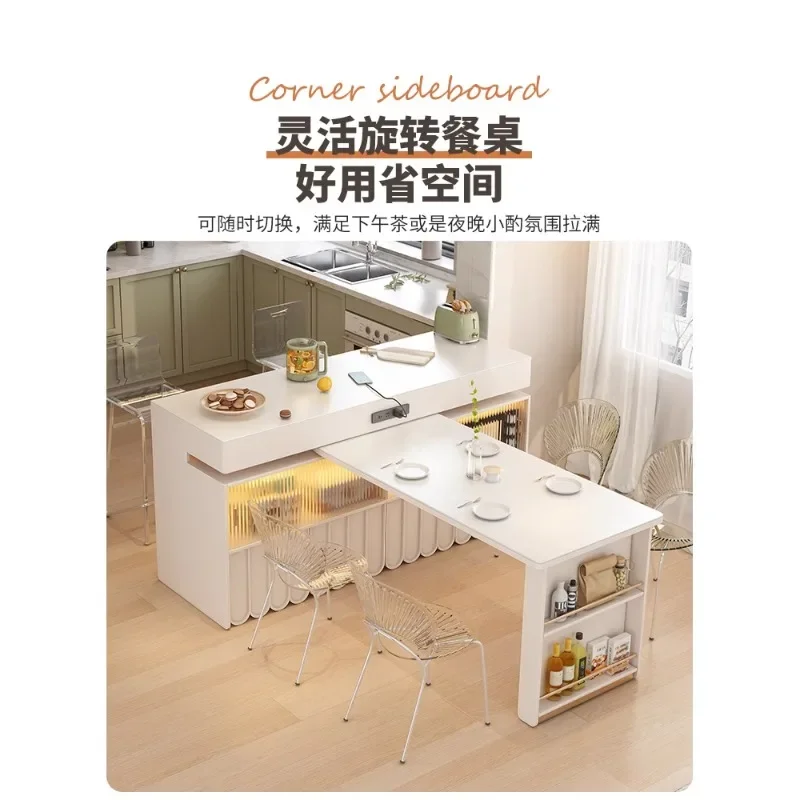 LXRockslab mid-island retractable dining table integrated open kitchen partition guide table cabinet western kitchen cooking tab