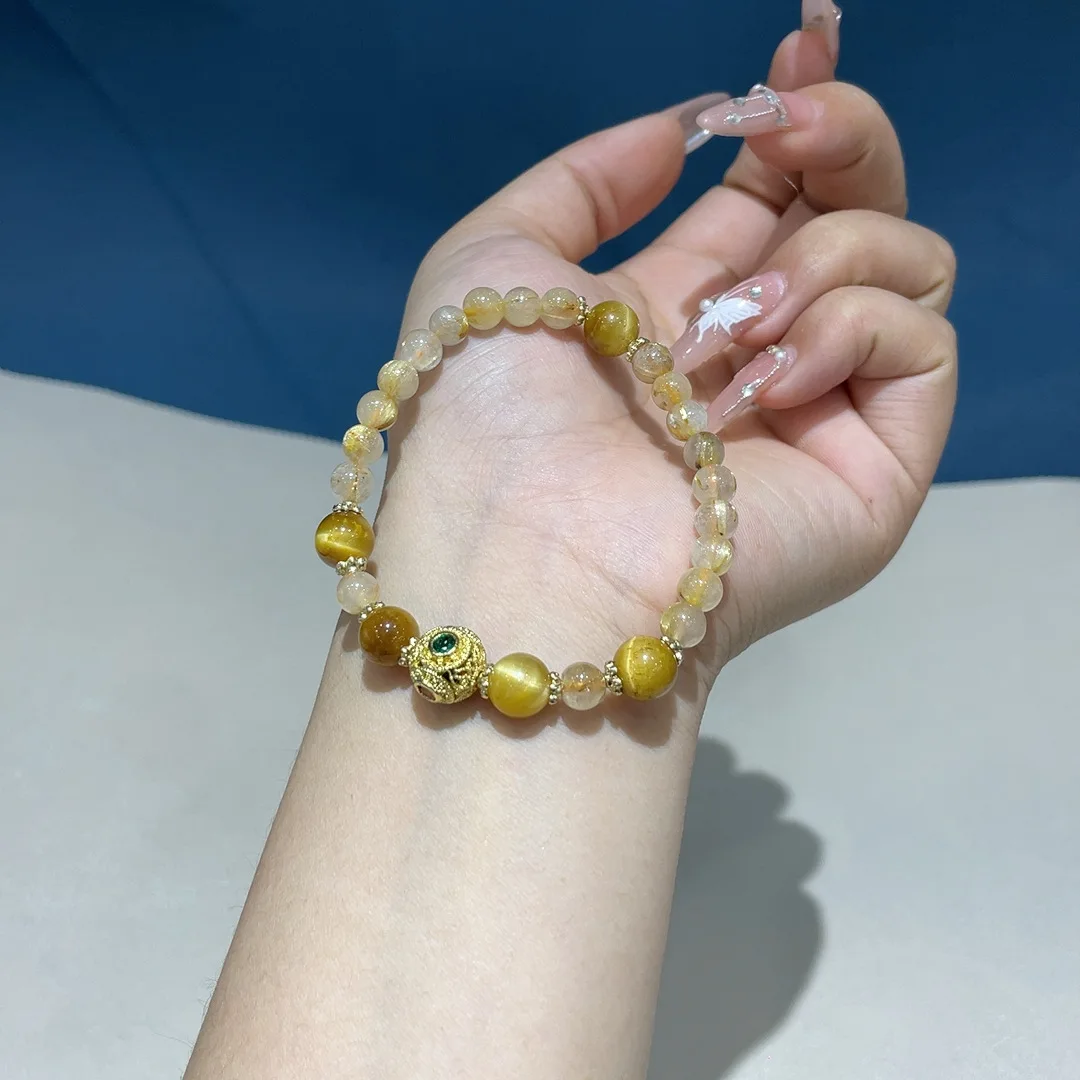 

Citrine with Tiger's Eye Bracelet, Simple Design, Versatile Bracelet Temperament Women's Jewelry