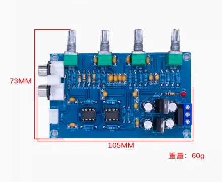 XH-M164 NE5532 Tone Amplifier Board Preamplifier AC 12V-15V Power Supply Dual Channel Audio Amplifier Board 4 Way Adjustment