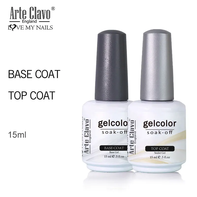 Arte Clavo No Wipe Top Base Coat Gel Polish UV Nail Art تغطية كاملة لون طلاء الأظافر ورنيش