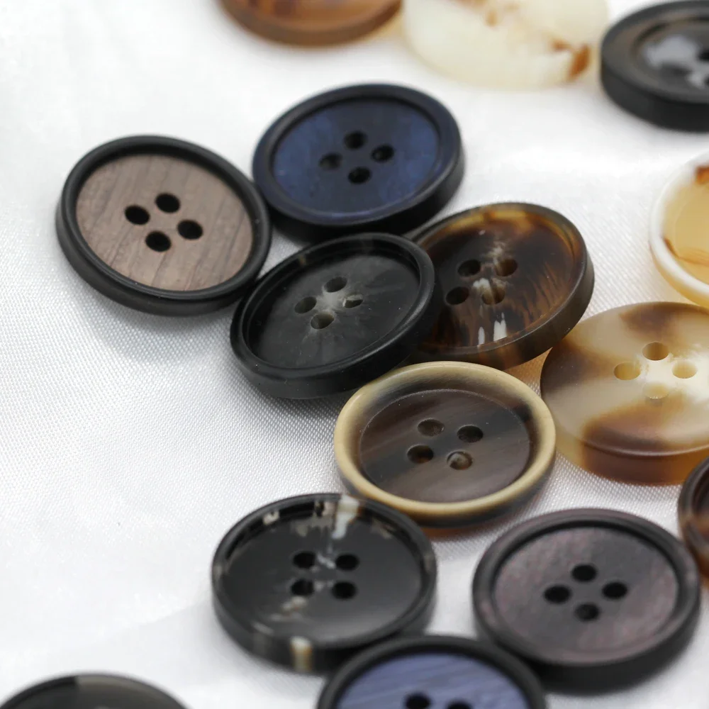 HENGC 15/20mm Retro Men Suit Horn Resin Buttons For Clothing Fashion Uniform Blazer High Quality Handmade Decorations For Sewing